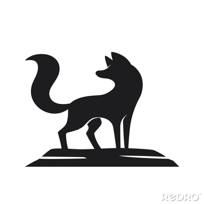 Sticker Silhouette of the fox on a white background