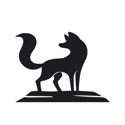 Sticker Silhouette of the fox on a white background