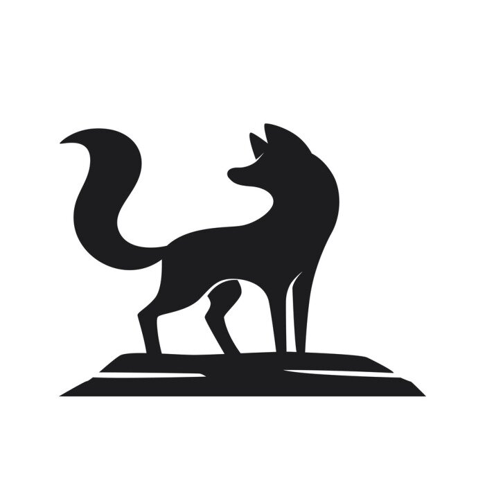 Sticker Silhouette of the fox on a white background