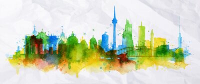 Sticker Silhouette overlay stad Berlijn