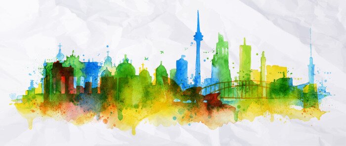 Sticker Silhouette overlay stad Berlijn