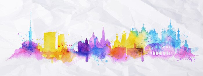 Sticker Silhouette overlay stad Kiev, Rome