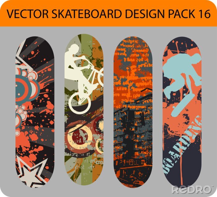 Sticker Skateboard ontwerp pack 16