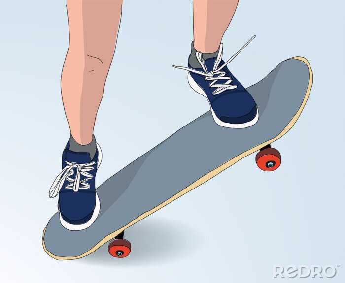 Sticker skateboard sprong illustratie - tekenstijl skateboarden concept -