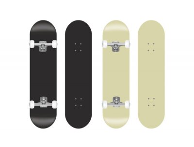 Sticker skateboard vector sjabloon illustratie set (zwart / wit)
