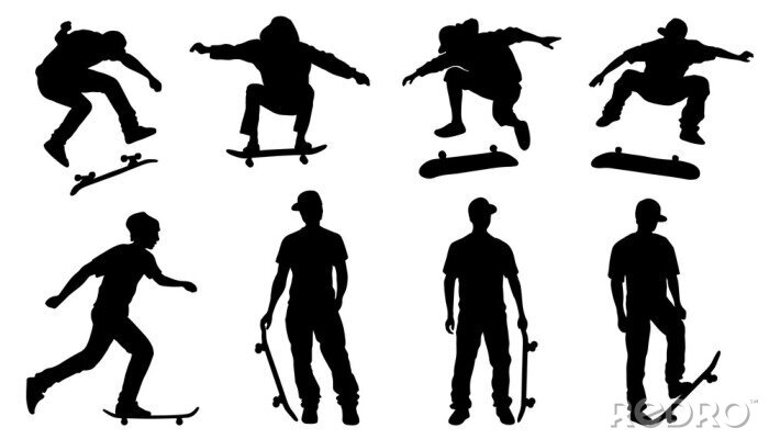 Sticker skateboarder silhouetten