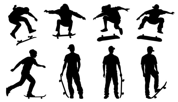 Sticker skateboarder silhouetten