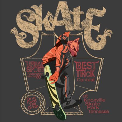 Sticker Skateboarding pit bull