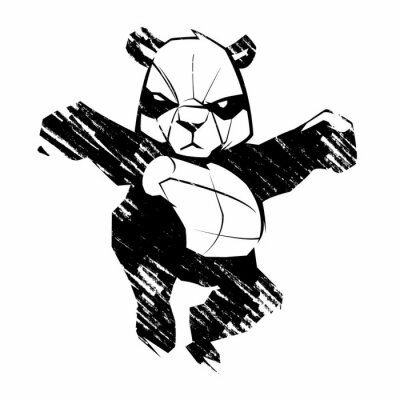 Sticker Sketch panda martial arts