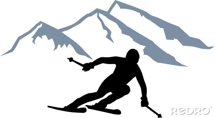Sticker Skier silhouet Bergen
