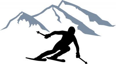 Sticker Skier silhouet Bergen