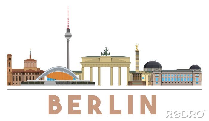 Sticker Skyline Monumenten in Berlijn