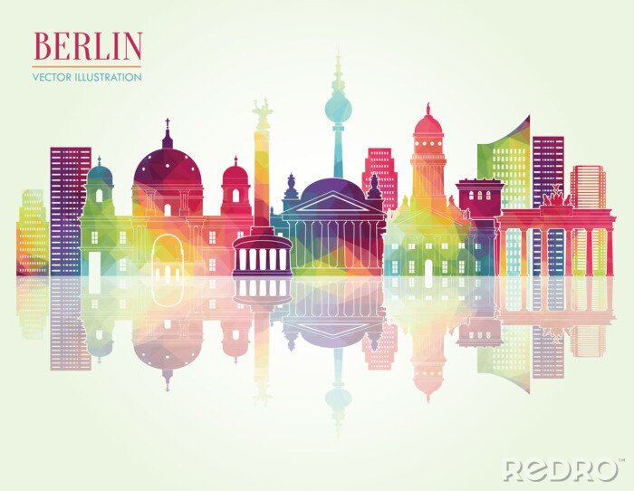 Sticker skyline van Berlijn. vector illustratie