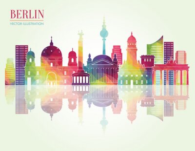 Sticker skyline van Berlijn. vector illustratie
