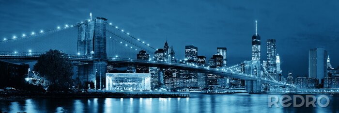 Sticker Skyline van een stad bij nacht in de VS