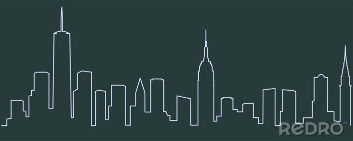 Sticker Skyline van New York enkele lijn
