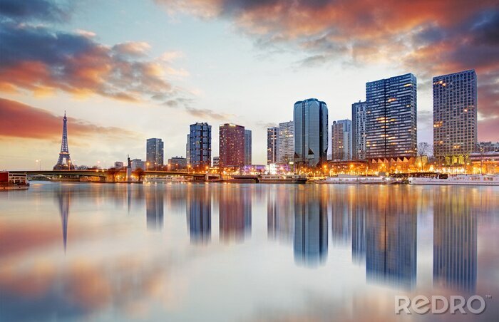 Sticker Skyline van Parijs met de Eiffeltoren