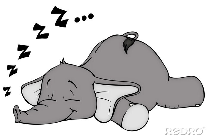 Sticker Slapende grijze olifant illustratie voor kinderen