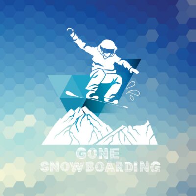Sticker Snowboarden, de winter sport icon set.