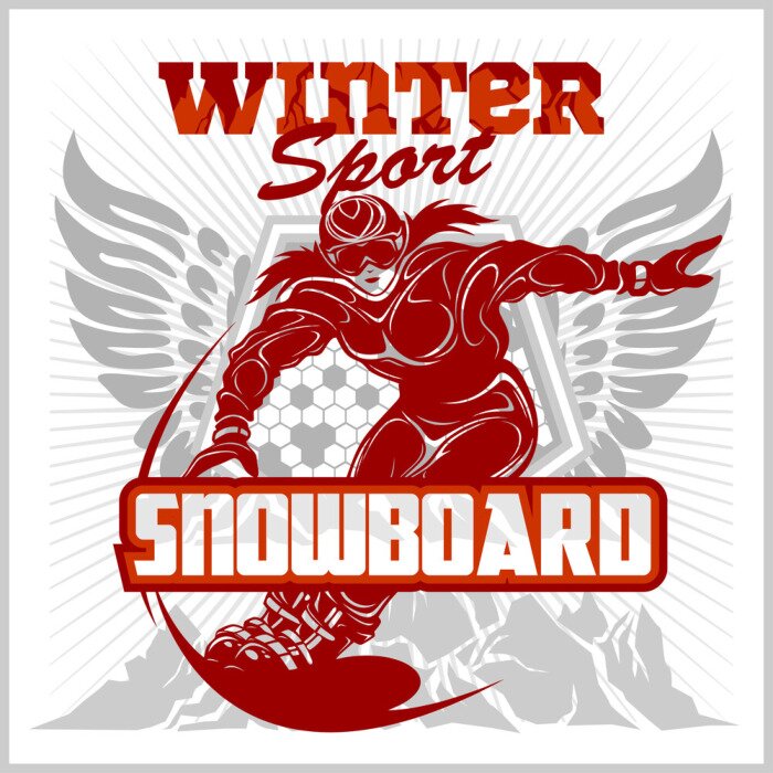 Sticker Snowboarden embleem, labels en ontworpen elementen.