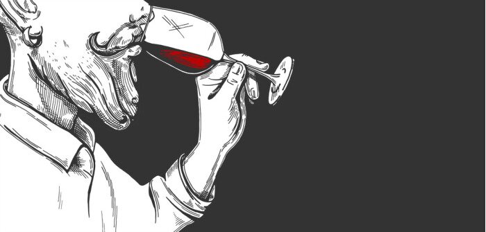 Sticker sommelier probeert wijn