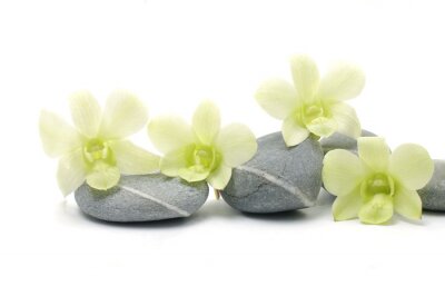 Spa essentials piramide van stenen met orchidee
