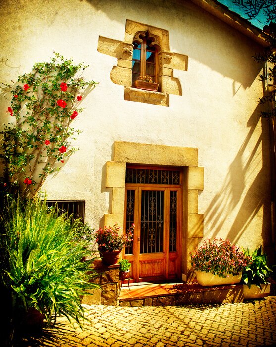 Sticker Spanje, Catalonië, Barcelona. Straten van het oude mediterrane Steden