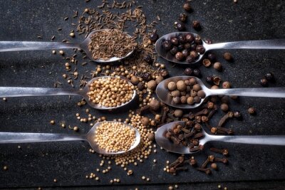 Sticker Specerijen sextet, kruiden en lepels