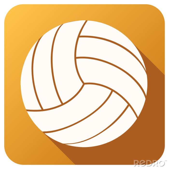 Sticker Sport icoon met volleybal bal in vlakke stijl. Vector