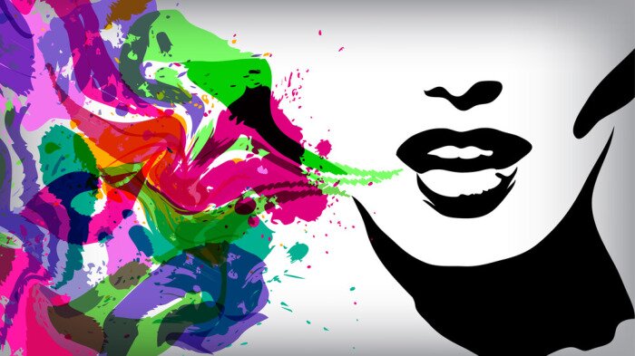 Sticker Spreken vrouw, mode, achtergrond, concept