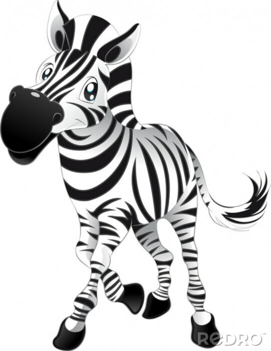 Sticker Sprookjesachtige zebra op een witte achtergrond