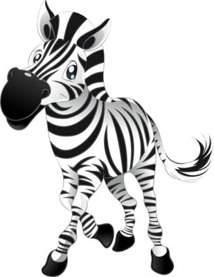 Sticker Sprookjesachtige zebra op een witte achtergrond