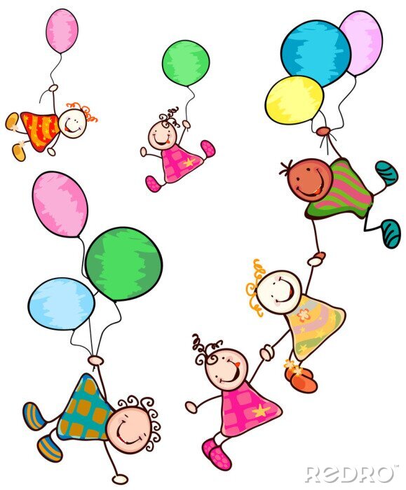 Sticker Sprookjesfiguren met ballonnen