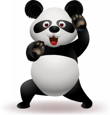 Sticker Staande panda die vechtsporten beoefent