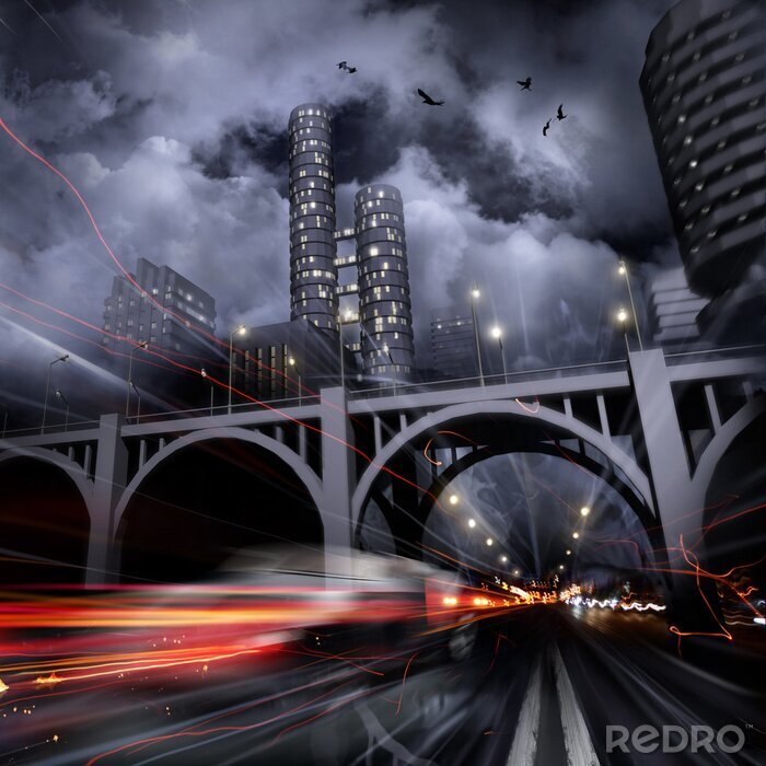 Sticker Stad in mist - thema past niet in de categorie