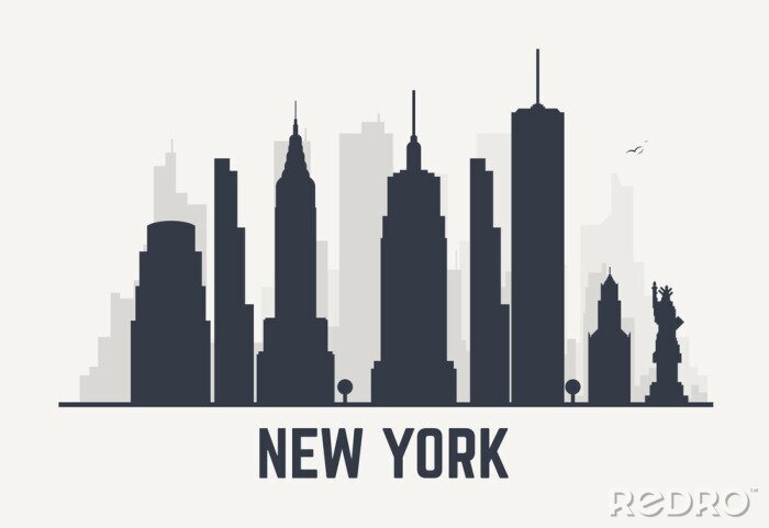 Sticker stad New York lijnen