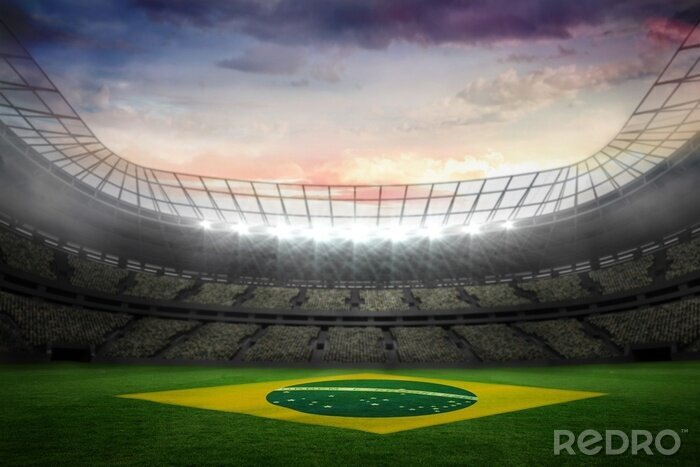 Sticker Stadion met Braziliaanse vlag