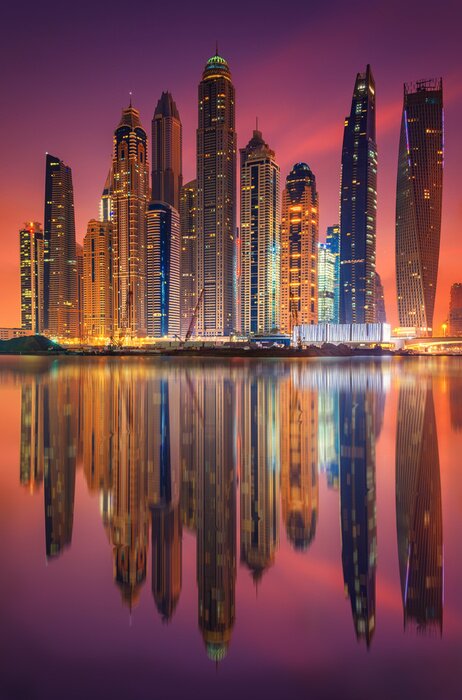 Sticker Stardpanorama Dubai 's nachts