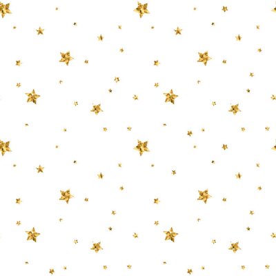 Sticker Stars stippen naadloze patroon van goud en wit retro achtergrond. Abstracte heldere gouden ontwerp voor de achtergrond, kerst decoratie, confetti, textiel, verpakking. Symbool vakantie Vector illustra