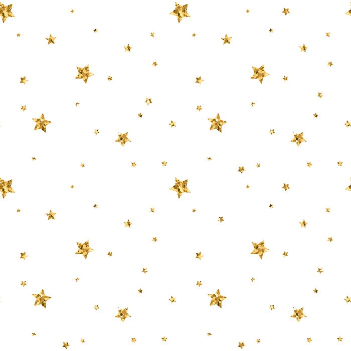 Sticker Stars stippen naadloze patroon van goud en wit retro achtergrond. Abstracte heldere gouden ontwerp voor de achtergrond, kerst decoratie, confetti, textiel, verpakking. Symbool vakantie Vector illustra