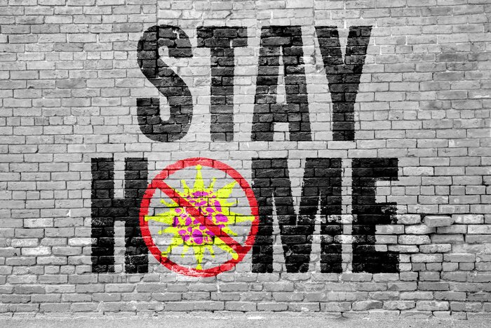 Sticker Stay Home and Stop the Virus Graffitti