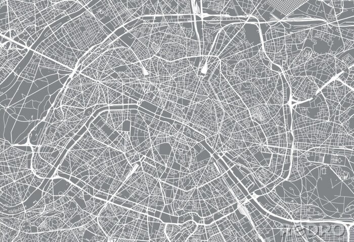 Sticker Stedelijke vector plattegrond van de stad van Parijs, Frankrijk