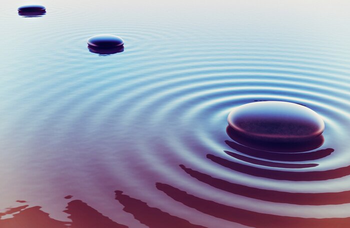 Sticker stenen in een water