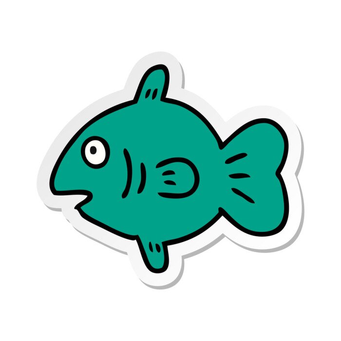 Sticker sticker cartoon doodle of a marine fish
