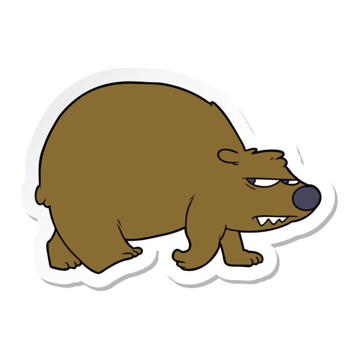 Sticker sticker of a cartoon angry bear