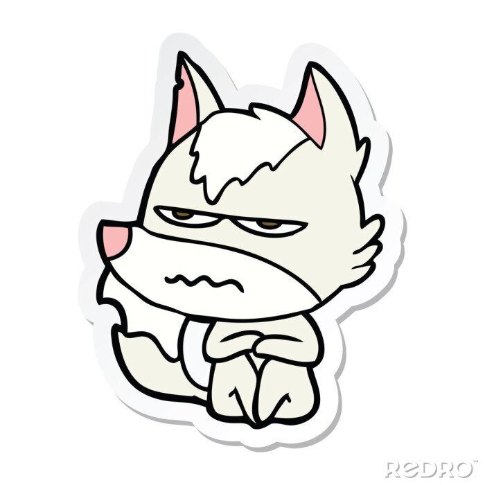 Sticker sticker of a cartoon annoyed wolf