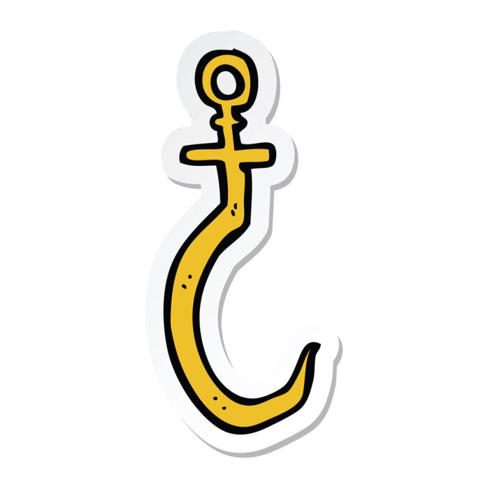 Sticker sticker of a cartoon fish hook