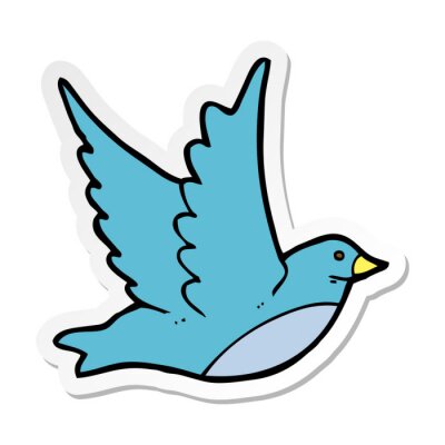 Sticker sticker of a cartoon flying bird