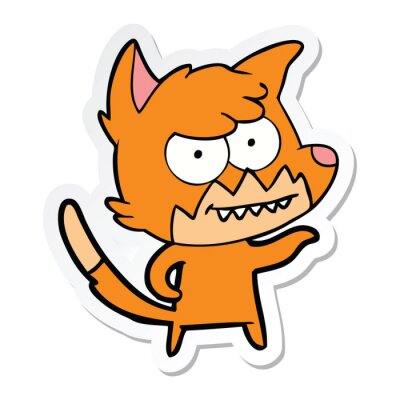 Sticker sticker of a cartoon grinning fox