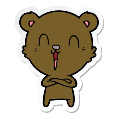 Sticker sticker of a happy cartoon bear